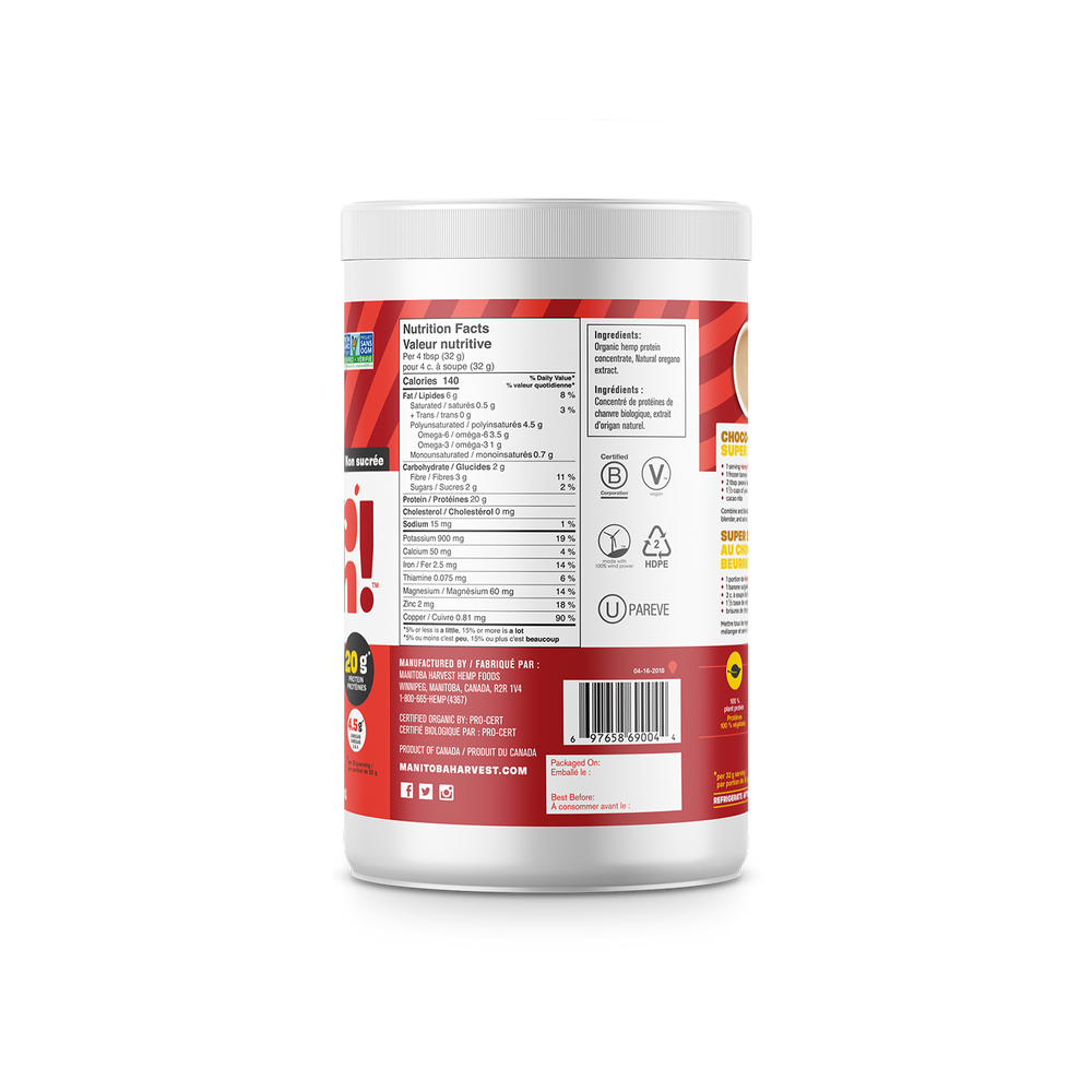 Products Hemp Yeah! Max Protein Unsweetened Back of Pack