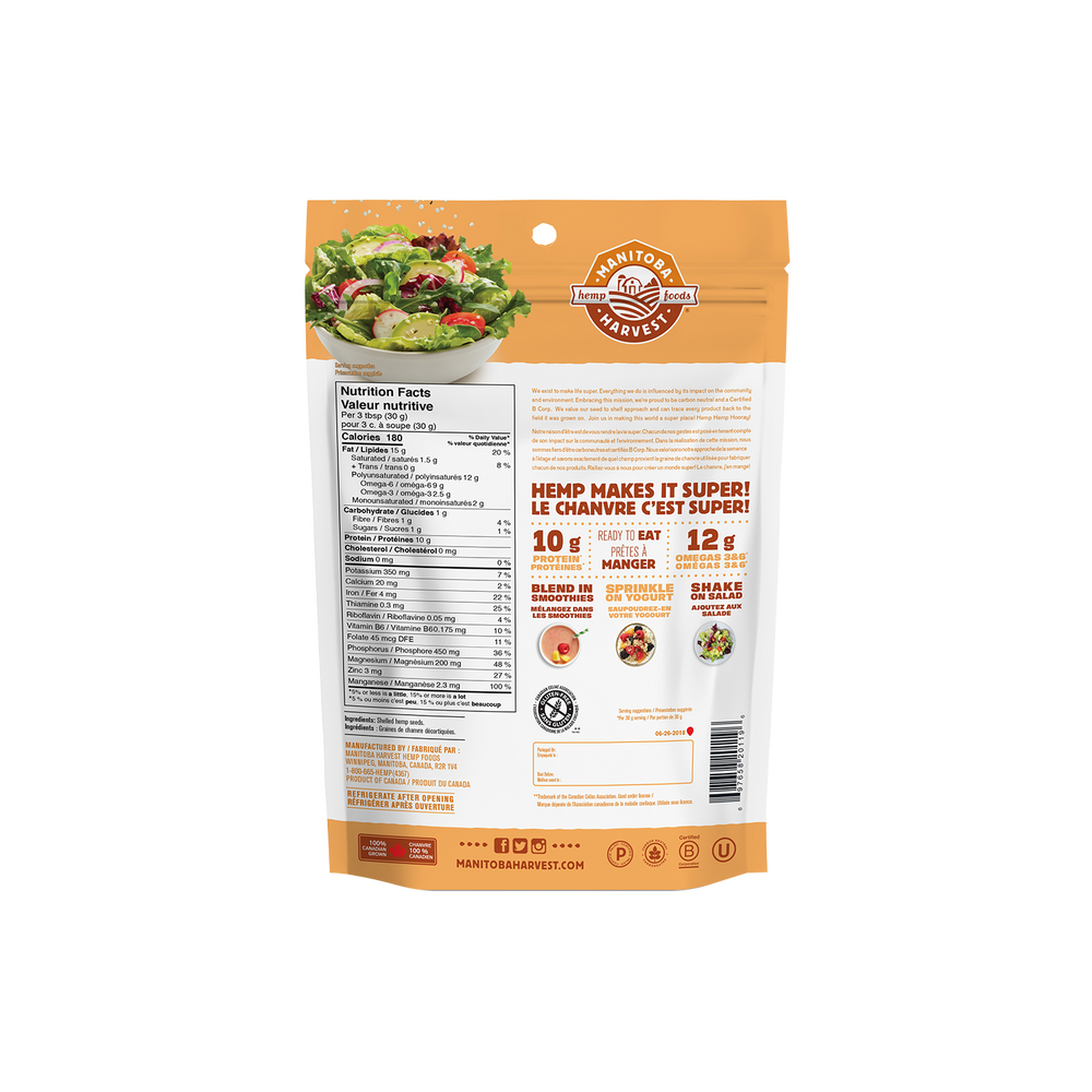 Natural Hemp Hearts Back of Pack