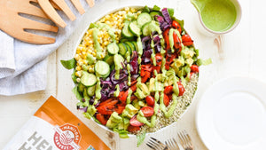 Grilled Vegetable Salad  with Vegan Hemp Pesto Dressing