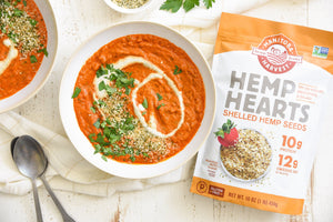 Roasted Red Pepper Harissa Soup with Lentils